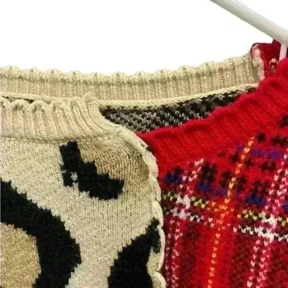 Women’s Wool/Acrylic Pullover‎ Plaid Cheetah Print Sweater Size Medium - Picture 3 of 7